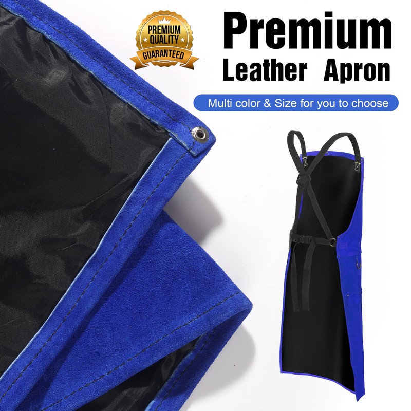 QeeLink Leather Work Shop Apron with 6 Tool Pockets Heat