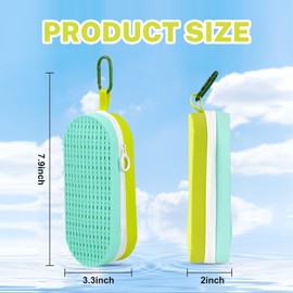 TELAIN Portable Glasses Case for Kids, Hard Case for Sunglasses in Bright Green, Durable Glasses Case for Travel, Perfect for Swimming Goggles and Sunglasses, Green