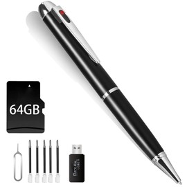 1080P Nanny Camera Pen, 64G Body Camera, Rechargeable Portable Pocket Cam, Security Cameras for Business & Learning