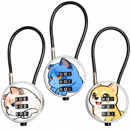 3 Pack Combination Locks - Cable Lock Set with Flexible Braided Steel Cable, One-Press Quick Unlock, Easy Reset, Ideal for Luggage, Backpacks, Lockers & Gym Use