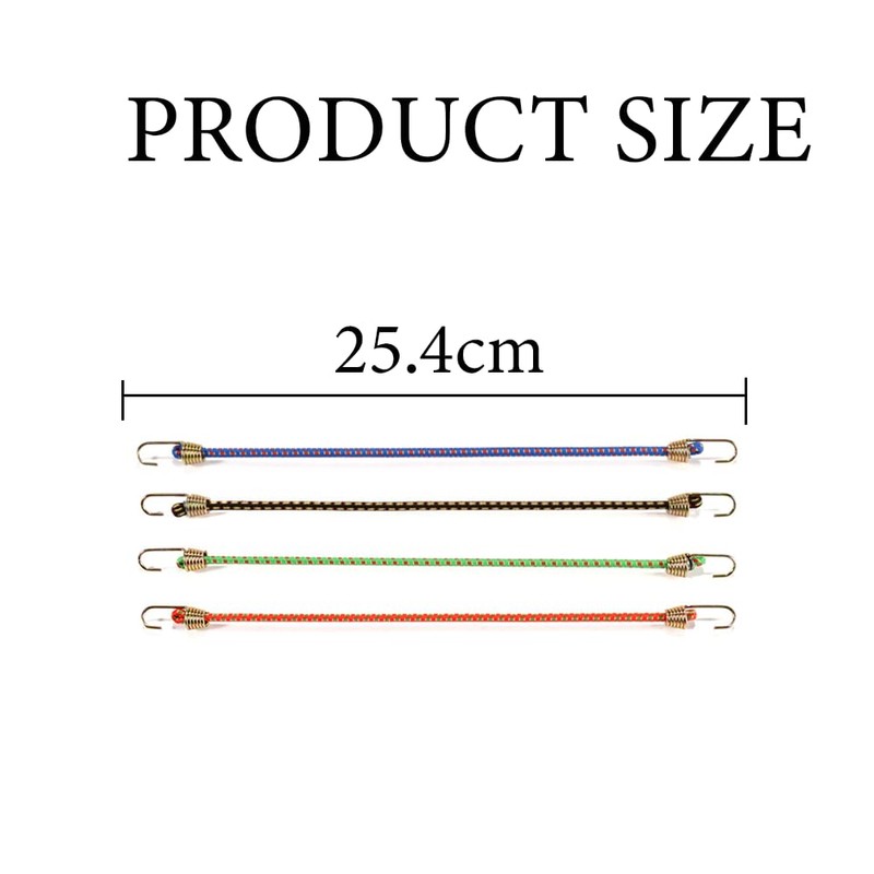 12 PCS Premium Bungee Cords with Hooks, 10" Mini Adjustable