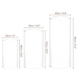 ANMINY Acrylic Cylinder Stands for Party 3PCS - Pedestal Display Stands Clear Round Party Cylinders Decoration Pillars for Wedding Birthday Banquet Event - 35.4"/29.5"/23.6"