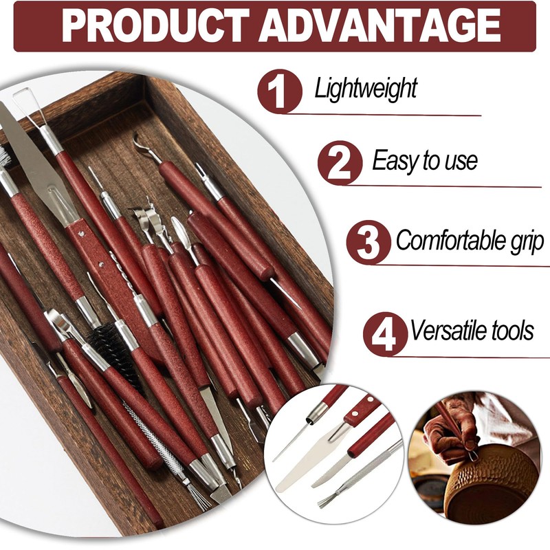 LINPHCEY 22-Piece Clay Sculpting Tools Set Perfect for Polymer Air