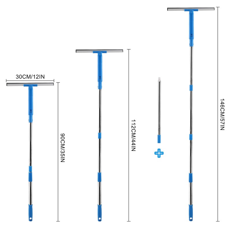 Mitclear Window Cleaner with Long Handle(57IN), Glass Cleaning Tools with