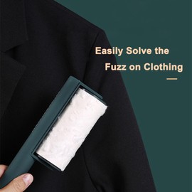 HEmlSkrona Sticky Lint & Pet Hair Remover Roller - 4 Adhesive Sheets Included (3 Refills) for Clothes, Furniture & Cars | Anti-Slip Handle, Dust-Proof Cover (Green)