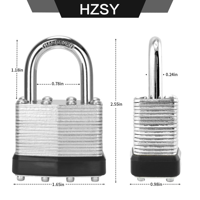 Padlocks Keyed Alike, Pack of 24, Laminated Steel Keyed Lock