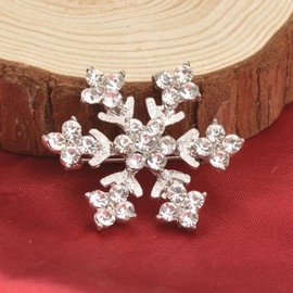 Lauren-Spencer Christmas Snowflake Brooch Pin for Women Girls Rhinestone Crystal Snowflake Brooch Pins Glitter Fashion Christmas Brooches and Pins Christmas Jewelry Winter Holiday Gifts (Crystal Style K)