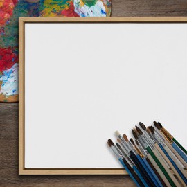 Kate and Laurel Sylvie Blank Framed Canvas Wall Art, 18x40 Natural, Modern Empty Canvas for Paint-Your-Own Art, Premium Canvas Already Framed