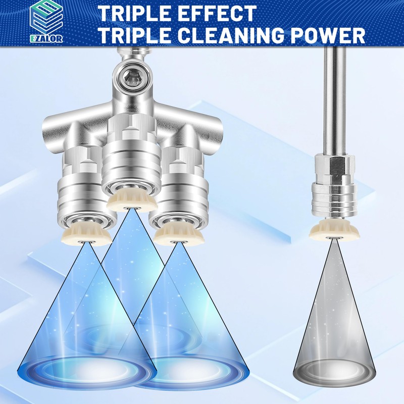 Triple Pressure Washer Tips, 3-in-1 Power Washer Nozzle, 3 Nozzle
