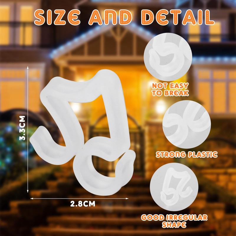 Bomiclss 100Pcs Gutter Hooks for Outdoor Lights, Outdoor Light Hooks