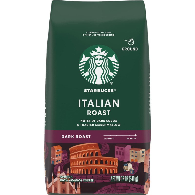Starbucks Ground Coffee, Italian Roast, Dark Roast Coffee, Notes of