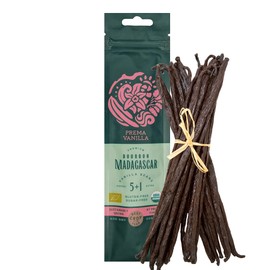 PREMA VANILLA Premium Bourbon Vanilla Beans 5+1 Bonus Vanilla Beans Organic and Natural from Madagascar 14-18 cm Vanilla Pods for Baking, Cooking and Sweet Foods Air Vacuum