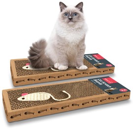 2pk Cat Scratching Board | 37 x 12cm | Reversible Cat Scratcher Cardboard Cat Scratchers for Indoor Cats, Small & Large | Cat Scratching Pad Cat Scratch Board Cat Cardboard Scratcher for Cats