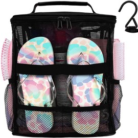 Dorm Room Essentials for College Students Girls Boys Guys, Large Capacity Mesh Shower Caddy Portable with Hanging Hook, Quick Dry Shower Bag for Camping, Beach Essentials, Birthday Gifts for Women Men