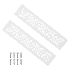 PATIKIL 14 x 3 Inch Door Air Vent Cover, 2 Pcs Heavy Duty Aluminum Grille Ventilation Cover Louvered with Mounting Screws for Cabinet Wardrobe Door, White