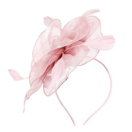 Baluue Pink Fascinator Headband for Women Elegant Bridal Hair Accessory with Flower Design Comfortable Soft Fabric Wedding Tea Party Cocktail Hairpiece