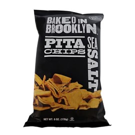 Baked In Brooklyn Pita Chips, Sea Salt 6-Ounce Bags, (Pack of 12)
