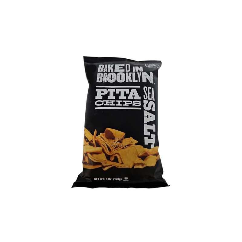 Baked In Brooklyn Pita Chips, Sea Salt 6-Ounce Bags, (Pack