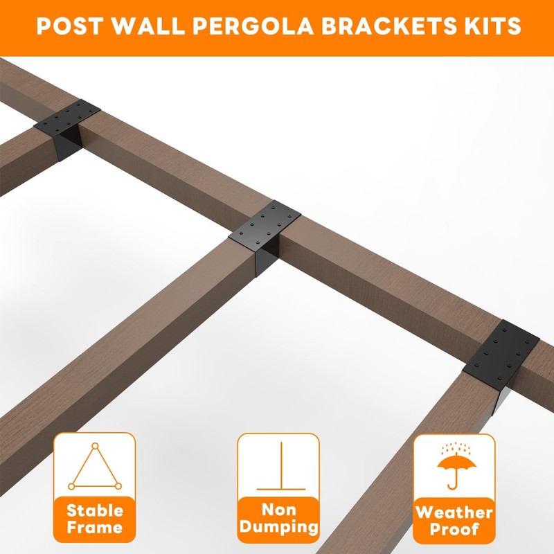 YEOOE 6 Pack Pergola Brackets 4x4 (Actual: 3.5x3.5 Inch), Rafter