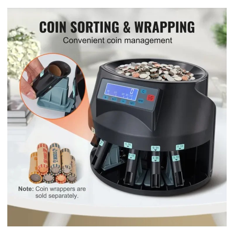 VEVOR FCJ Coin Sorter and Counter with Roller 300 Coins