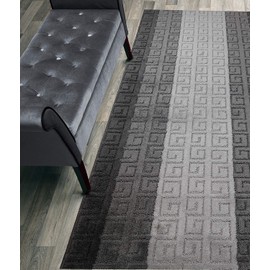 ORFA HOME Custom Length Hallway Runner Rug,Slip Resistant,Meander Grey, 26 Inch X 4 feet, Doormat, Sold and Priced Per Foot