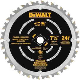 DEWALT Circular Saw Blade, 7 1/4 Inch, 24 Tooth, Wood Cutting (DWA31724D)