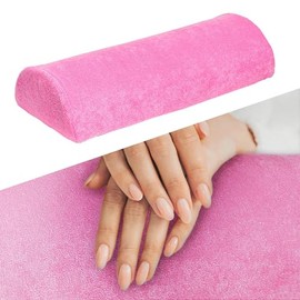 Nail Art Armrest, Nail Armrest Cushion, Hand Rest for Salon Art, Nail Art, Portable Manicure Hand Cushion (Terry Pink, Large)