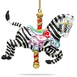 SIKORA BS457 Carousel Zebra Christmas Tree Decoration Glass Figure Christmas Tree Pendant
