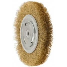 Value Collection 6" OD, 5/8" Arbor Hole, Crimped Brass Wheel Brush 1" Face Wi...