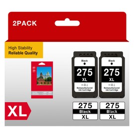 PG-275XL Black Ink Cartridges Replacement for Canon Ink 275 and 276 for Canon 275 Black Ink Cartridge 275XL for Canon Pixma TS3522 TS3500 TR4720 Printer(2 Black)
