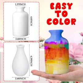 Singhoow 4 Set Mothers Day Crafts Paint Your Own Porcelain Paint Vase Art Project White Ceramic Painting Kit for Adults Porcelain Vase Decorating Kit with Art Supplies DIY(Charming)