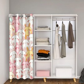 Feelyou Rabbit 30%-50% Darkening Blackout Curtain,Animal Pet Rabbit Bunny Door Curtain for Doorway Privacy 42"x84",Boys Bedroom,Kawaii Rabbit Room Divider Curtain Cover,Pink Bunny Window Treatment