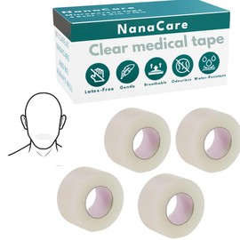 NanaCare NanaCare Transparent Medical Tape 2.5cm x 9.1m 4 Rolls | Mouth Tape Anti Snore Snoring Aids| Medical Tape for Skin, Dressings and Face| Clear Micropore Tape| Surgical Tape for Sensitive Skin