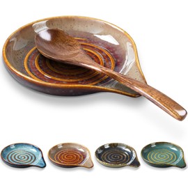 Spoon Rest for Stove Top, 6" Large Ceramic Spoon Holder for Kitchen Counter, Heat-Resistant Cooking Utensil Rest, Modern Farmhouse Kitchen Decor for Spoons, Tongs&Spatula, Brownish Red