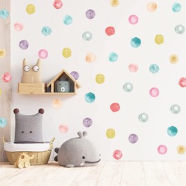 Polka Dot Wall Decals Removable Watercolor Colorful Wall Sticker for Kids Baby Girls Living Room Bedroom Playroom 60dots