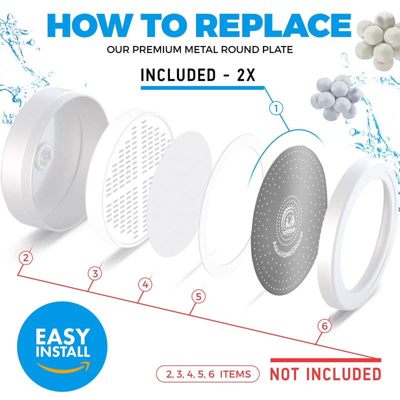 AquaHomeGroup Filtered Shower Head Replacement Spray Plates (Metal, Stainless Steel,