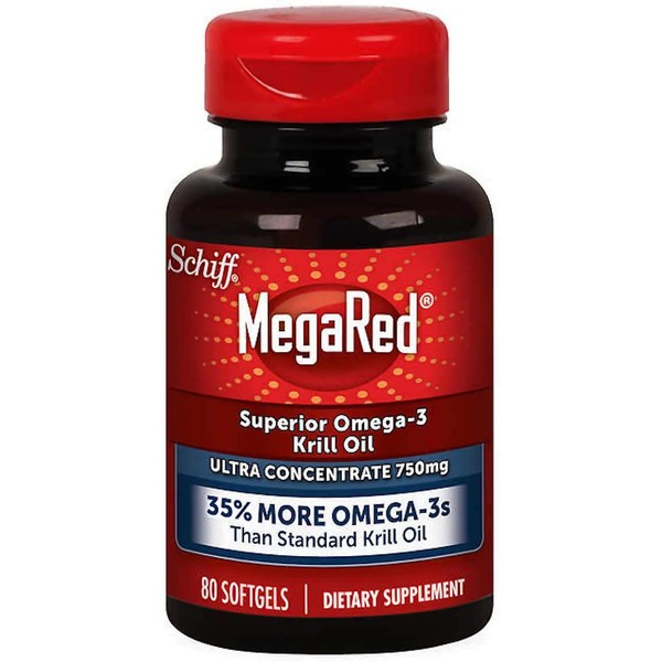 MegaRed Ultra Concentration 750mg Omega-3 Krill Oil with EPA/DHA & Astaxanthin-30% more Omega-3s per mg-Phospholipid Omega 3s for Easy Absorption-Limited size of 80 Softgels Total