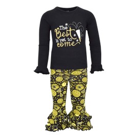 Unique Baby- Conjunto de ropa de Año Nuevo 2019 de 2 piezas para niñas con "Best is Yet to Come" estampado