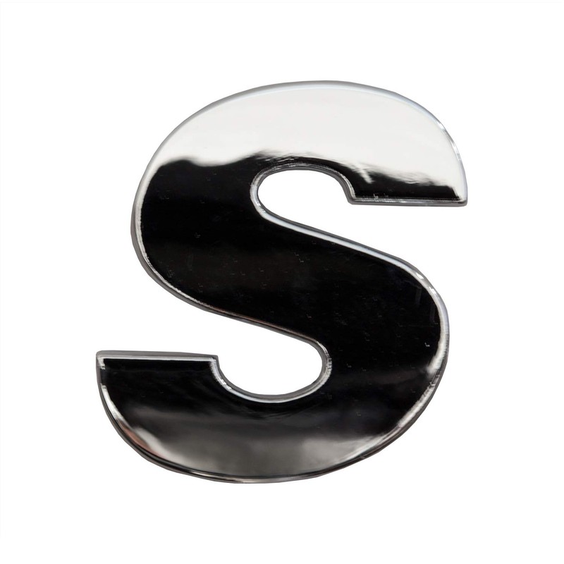 向島自動車用品製作所 3D 立体成型 エンブレム ステッカー アルファベット S シルバー MYS-048T