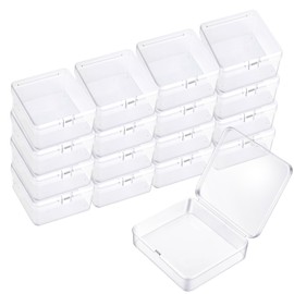 Pack of 35 Storage Boxes with Lids Small 5.5 x 5.5 x 2 cm Plastic Box Small Box with Lid Transparent Plastic Empty Mini Storage Box for Small Beads Jewellery Small Items Craft Accessories
