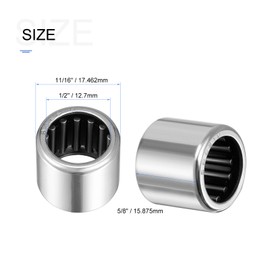 METALLIXITY SCE810 Needle Roller Bearings 1/2" ID x 11/16" OD x 5/8" Height 5 Packs, Chromium Steel Open End Thrust Bearing - for Industrial Machinery and Equipment