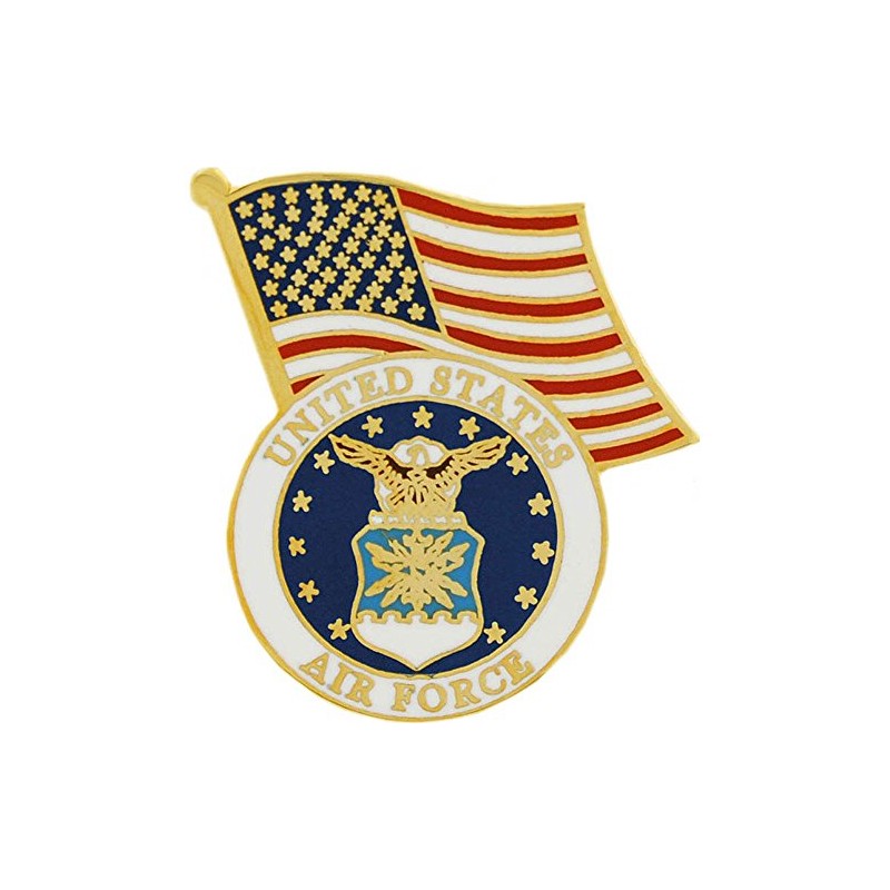 EagleEmblems United States Air Force Logo Emblem and American Flag