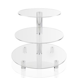 Acrylic Cupcake Stand, 3Tier Round Clear Cupcake Tower Display Dessert Holder Tray for Birthday Wedding Baby Showers Anniversaries Party Decor, Transparent