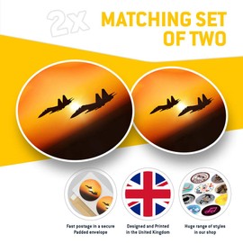 Vinyl Stickers (Set of 2) 7.5cm - Military Fighter Jet Plane Sunset #15825