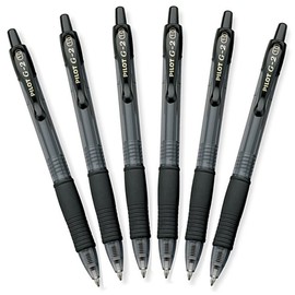 Pilot G2 Retractable Premium Gel Ink Roller Ball Pens, Bold Point, Black Ink, Pack of 6