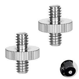 2 Pcs Metal Tripod Screw, 1/4 Inch Male To 1/4 Inch Male Threaded Screw Adapter, Precision Made Tripod Mounting Thread Adapter, For Camera, Tripod, Monopod, Light Stand (Silver)