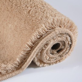 Yancorp Shaggy Bathroom Rugs 20x32 Plush Thick Bathroom Rug Extra Soft Bath Mat for Non Slip Machine Washable Bathroom Carpet Microfiber Absorbent Bath Rug for Bath Room, Shower, Bathtub,Beige