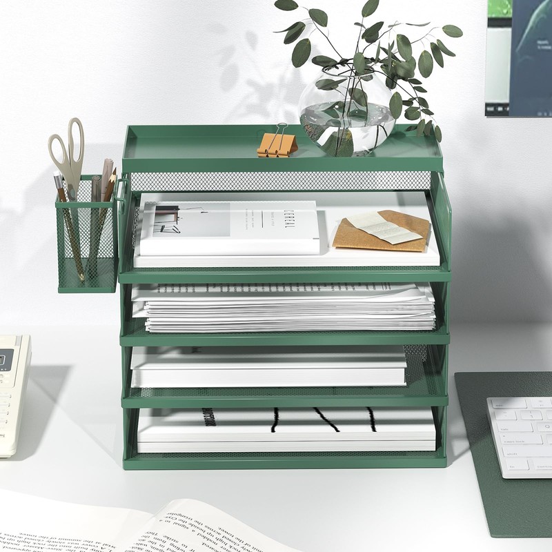 FANXIYQ Metal Stackable Letter Trays, 4-Tier Desk Organizer & Paper