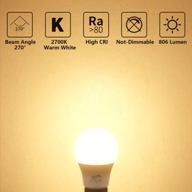 LOEODO LOEODO E27 LED Screw Bulbs 60W Equivalent, 9W, 806 Lumens, 2700K Warm White, Large Screw Bulb, Non-Dimmable, Pack of 6