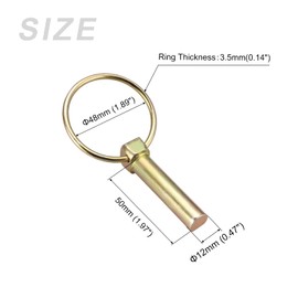 METALLIXITY Lynch Pin with Ring 12mm x 50mm 3pcs Carbon Steel Lynch Pin Lock Clip Fastener Pin for Home Construction Tractor Trailer Truck Lawn Mower Trolley